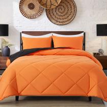 Juego de ropa de cama individual Decroom liviano acolchado naranja y negro