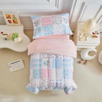 Juego de Ropa de Cama Infantil Joyreap Patchwork Rosa y Azul 107x145 cm Juego de Ropa de Cama Infantil Joyreap Patchwork Rosa y Azul 107x145 cm