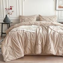 Juego de Ropa de Cama Maple&Stone Twin XL 5 Piezas Beige con Pliegues