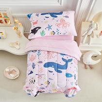 Juego de ropa de cama para niño pequeño Joyreap Tema Océano Rosa 4 piezas Juego de ropa de cama para niño pequeño Joyreap Tema Océano Rosa 4 piezas