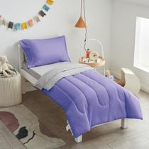 Juego de ropa de cama para niños pequeños UOZZI 4 piezas morado y gris