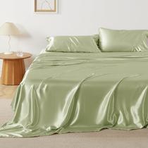 Juego de Sábanas Bedsure Satinado Tamaño Full 4 Piezas Verde Salvia