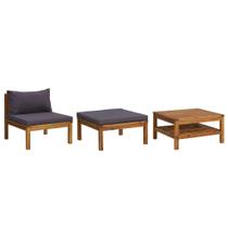 Juego de salón para patio Casafoyer de madera de acacia con cojines gris oscuro