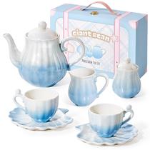 Juego de Té de Porcelana Gigante con Degradado Azul para Niños