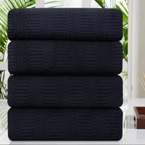 Juego de Toallas de Baño Oliven 4 Piezas 90x180cm Negro Microfibra 600GSM