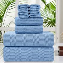 Juego de Toallas Oliven 8 Piezas Toalla de Baño Azul 600GSM Absorbente