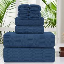 Juego de Toallas Oliven de 8 Piezas, Toallas de Baño Grandes en Azul Marino
