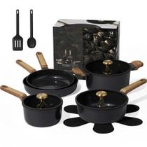 Juego de Utensilios de Cocina CAROTE 14 piezas con Ollas y Sartenes Antiadherentes de Cerámica