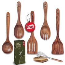 Juego de utensilios de cocina de madera WOODLANDS USA de teca, 7 piezas Juego de utensilios de cocina de madera WOODLANDS USA de teca, 7 piezas