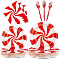 Juego de vajilla para fiesta con 100 piezas de bastones de caramelo navideños Qyeahkj Juego de vajilla para fiesta con 100 piezas de bastones de caramelo navideños Qyeahkj