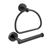 Juego Portarrollos de Papel Higiénico y Toallero en Negro Mate Leyden SUS304