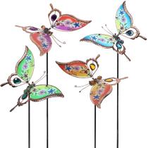 Juegoal Conjunto de 4 Estacas Decorativas de Jardim com Borboletas Coloridas 81 cm Juegoal Conjunto de 4 Estacas Decorativas de Jardim com Borboletas Coloridas 81 cm