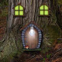Juegoal de janela e porta em miniatura Fairy Gnome Home com lâmpada