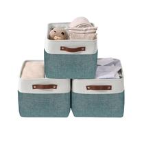Juegos de Cestas de Almacenamiento DECOMOMO de Tela Verde y Blanca XL - Paquete de 3
