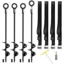 Juegos de Estacas para Cama Elástica Fuuner de 18 Pulgadas, Paquete de 4 con Correas Ajustables