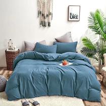 Jumeey Azul King Size Edredom Set Azul claro Edredom King Bedidng Sets Homens Mulheres Modern Lake Blue Comforter Teens Elegante Dusty Blue Bedding Cobertor Colchas King Size Solid Blue Bed Edredons King