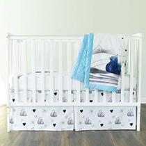JumpOff Jo Crib Bedding Set, 3 Peças, Urso Azul