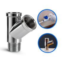Junção Adaptador Y 1/2" Metal Cromado Para Torneira, Filtro E Ducha Higiênica Conector Ponto De Água