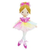 June Garden 40,6 cm bailarina princesa Polina - boneca de pelúcia macia - roupa rosa - presente para meninas pequenas