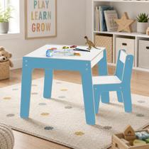 JUNGES Conjunto Mesa Infantil Cadeira Infantil Azul para Brincar e Aprender JUNGES Conjunto Mesa Infantil Cadeira Infantil Azul para Brincar e Aprender