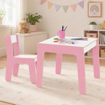 JUNGES Conjunto Mesa Infantil Cadeira Infantil Rosa para Brincar e Aprender JUNGES Conjunto Mesa Infantil Cadeira Infantil Rosa para Brincar e Aprender