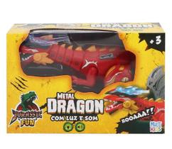 Jurassic Fun Metal Dragon Vermelho com Luz e Som Multikids - BR1674