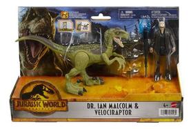 Jurassic World 3 Ian Malcolm & Velociraptor 19cm Mattel C/nf