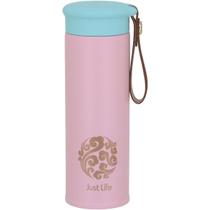 JUST LIFE GARRAFA TÉRMICA 20x6x6cm 450ml INOX ROSA PAREDE DUPLA