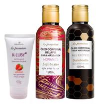 K Luby Gel Lubrificante Morango + Óleo De Massagem Morango 120ml + Óleo De Massagem Mel Exotico