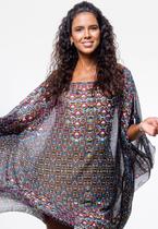 Kaftan 101 Resort Wear Vestido Curto Crepe Estampado