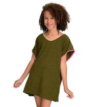 Kaftan Atoalhado Verde Militar Pompom Pink