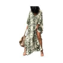 Kaftan plus Size Para Mulheres, Vestido De Praia Com Estampa, Roupa De Praia