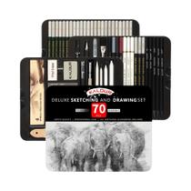 KALOUR 70 PÇS/SET Caixa de Ferro de Luxo Esboçar Conjunto Arte Ao Ar Livre Esboçar Lápis Papelaria