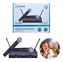 Karaokê 2 Microfone Sem Fio Profissional Vhf Musica Mc806