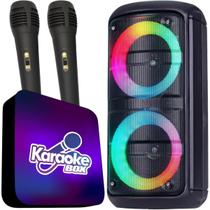 Karaoke Box + Caixa De Som + 2 Microfones Com Pontuação