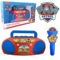 Karaoke com Microfone Patrulha Canina Infantil Candide Boombox Paw