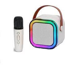 Karaoke Infantil Portátil Bluetooth Efeitos de Voz Divertidos LED Multicolor com 1 Microfone