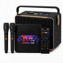 Karaoke Jukebox Profissional com Pontuação, 2 Microfones Sem Fio Bluetooth, Caixa De Som 80W, Sistema com Busca Inteligente