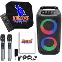 Karaoke Party Box +2 Mic Sem Fio + Caixa De Som + Catálogo