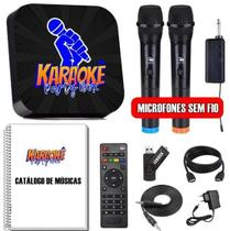 Karaokê Party Box +2 Microfones S/Fio + Catalogo Encadernado