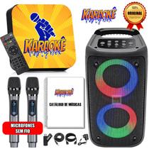 Karaoke Party Box +2 Microfones Sem Fio +Caixa De Som +De 2000 Músicas +Catálogo Impresso (Sistema Com Pontuação) - KARAOKÊ PARTY BOX