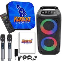 Karaoke Party Box Azul +2 Mic Sem Fio +Caixa De Som +Catálog