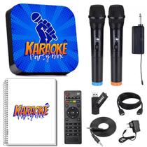 Karaoke Party Box Azul +2 Microfones Sem Fio + Catálogo Karaoke Party Box Azul +2 Microfones Sem Fio + Catálogo