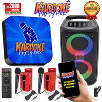 Karaoke Party Box Azul +De 2000 Musicas + 2 Microfones + - Karaokê Party Box