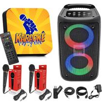 Karaoke Party Box Com Pontuação +2 Microfones + Caixa De Som