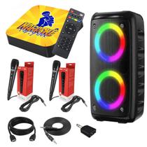 Karaokê Party Box Completo +2 Microfones + Caixa de Som +De 1000 Músicas Videoke Diversas - Sistema Novo - KARAOKÊ PARTY BOX
