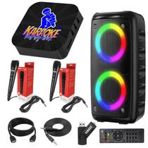 Karaokê Party Box Completo + 2 Microfones + Caixa Som Karaokê Party Box Completo + 2 Microfones + Caixa Som