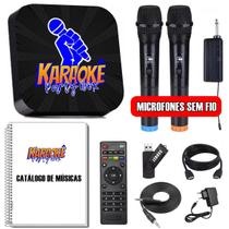 Karaoke Party Box Preto / 2 Microfones Sem Fio / 2000 Músicas / Catalogo Encadernado / Com Pontuação / Jukebox / Não Precisa Internet ORIGINAL - KARAOKÊ PARTY BOX