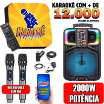 Karaoke Party Box Profissional, 12000 Músicas, 2 Microfones Sem Fio, Caixa De Som Potente 2000w ORIGINAL