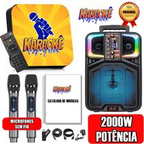 Karaoke Party Box Profissional 2 Mic Sem Fio Caixa De Som 2000 Músicas CatálogoImpresso ORIGINAL